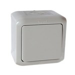 Выключатель одноклавишный проходной (из 2-х мест) IP44 (Серый), Legrand