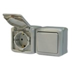 Выключатель + Розетка Quteo IP44 (Серый), Legrand